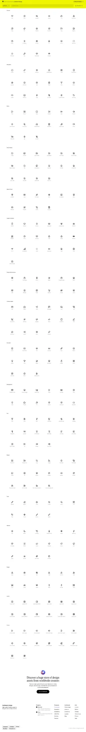 Craftwork Icons website, landing pages