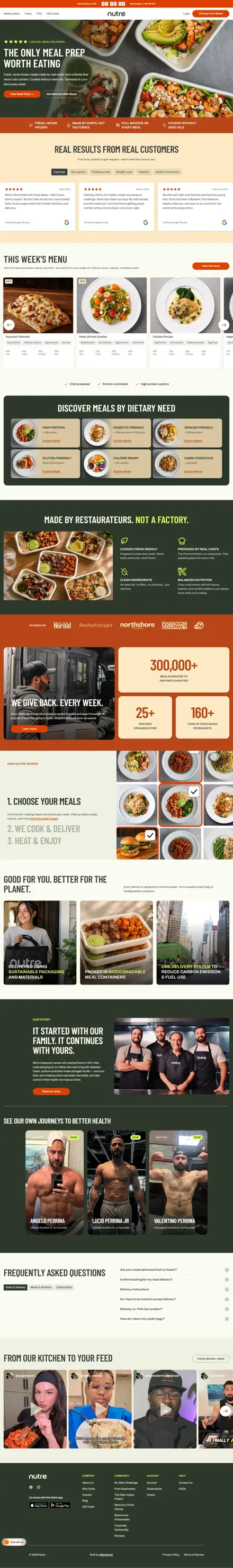 GoNutre website, restaurant websites
