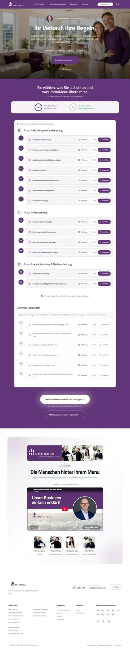 Immomenu website, real estate