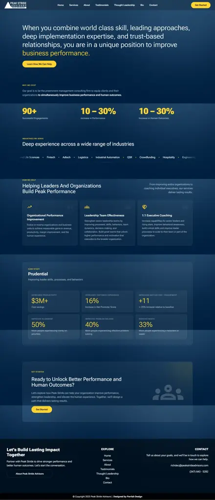 Peak Stride Advisors website, businesses and consultants
