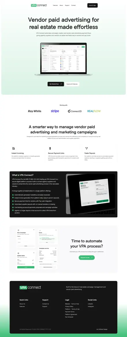 VPA Connect website, real estate