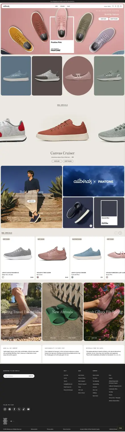 Allbirds website, fashion & apparel stores