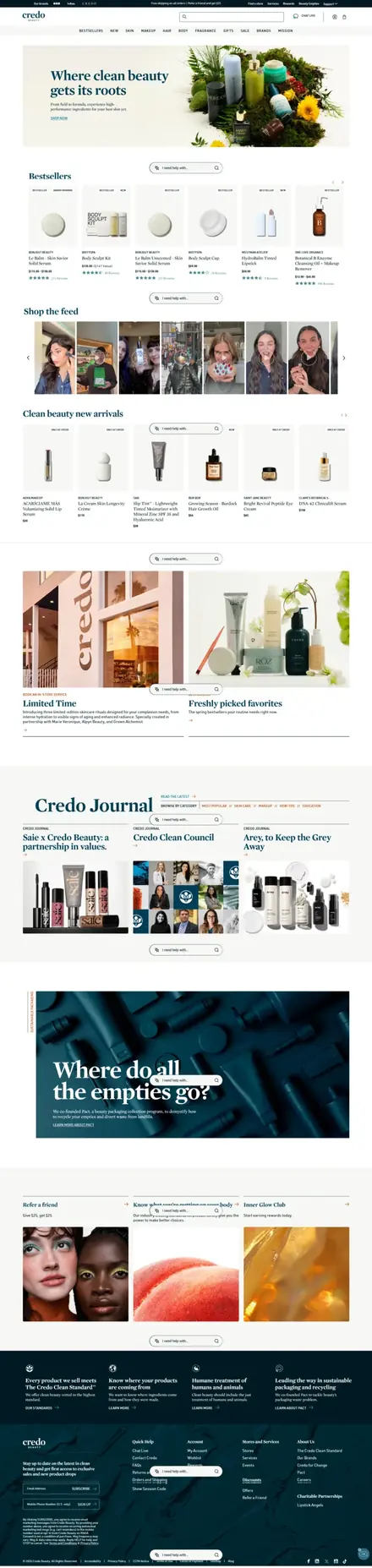 Credo Beauty website, beauty & skincare stores