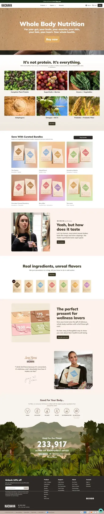 Ka’Chava website, single-product stores