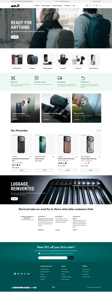 Mous website, digital product stores
