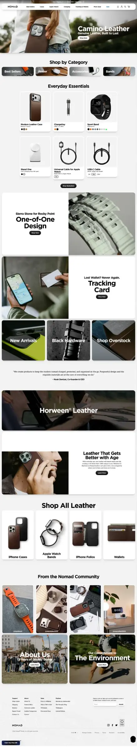 Nomad website, digital product stores
