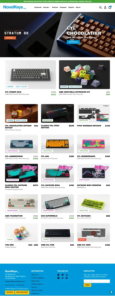 NovelKeys website, digital product stores