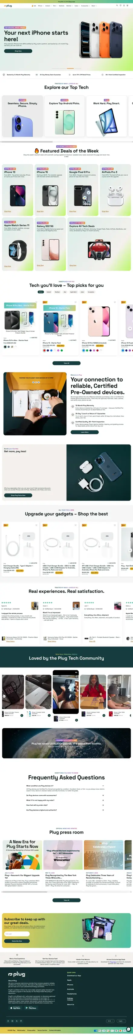 Plug Tech website, digital product stores