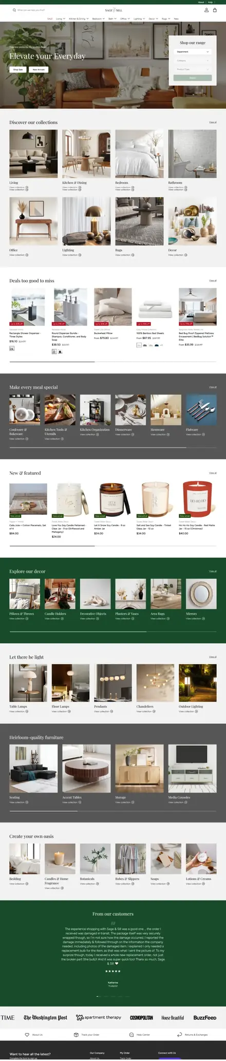 Sage & Sill website, dropshipping stores