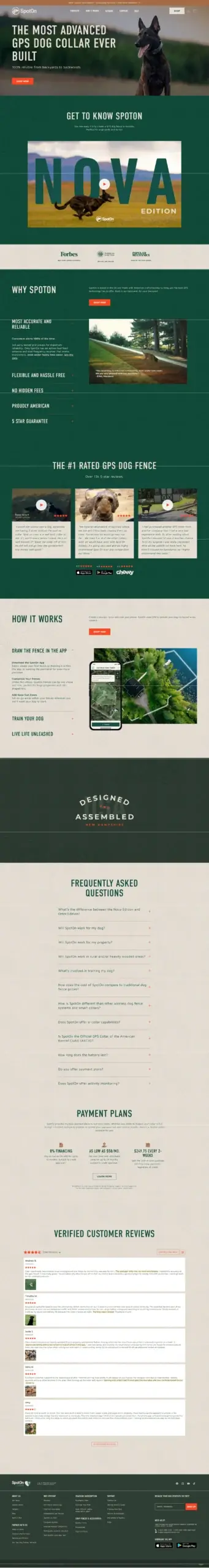 SpotOn Fence website, single-product stores