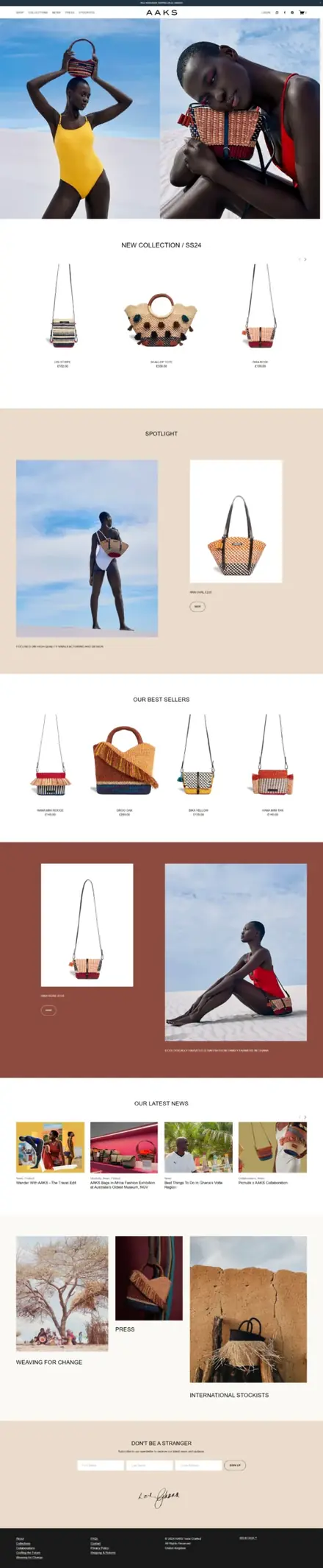 AAKS website, ecommerce websites