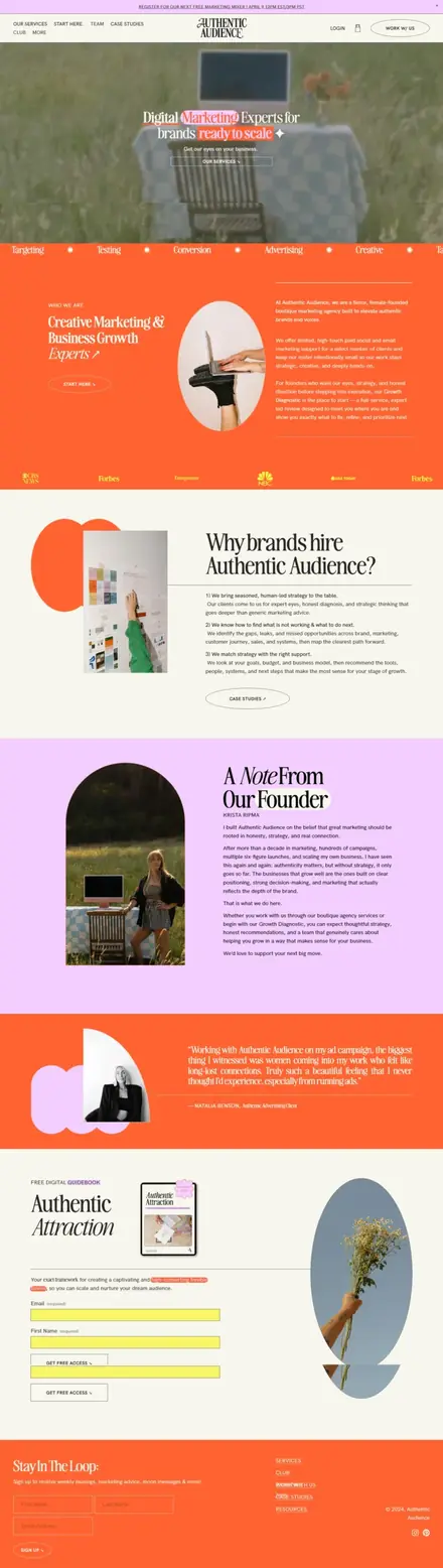 Authentic Audience website, services