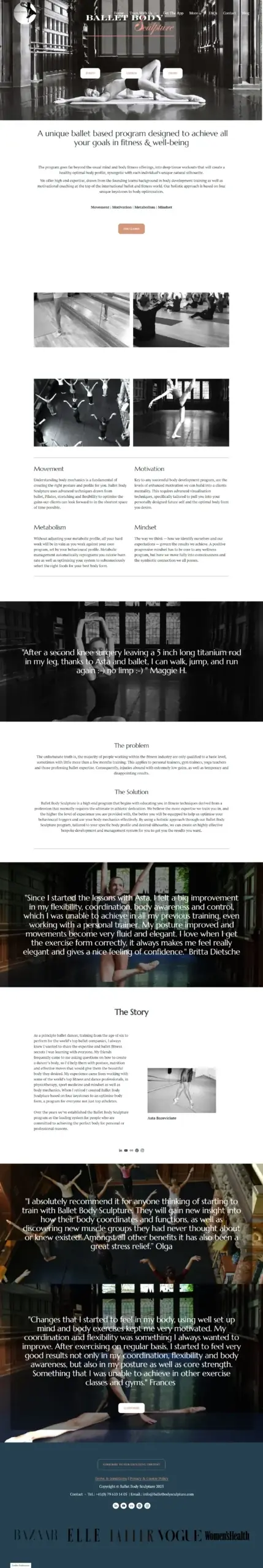 Ballet Body Sculpture website, services
