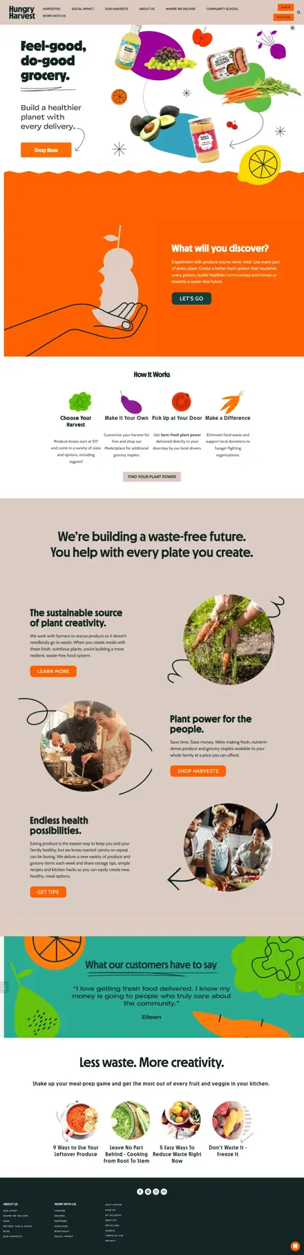 Hungry Harvest website, ecommerce websites
