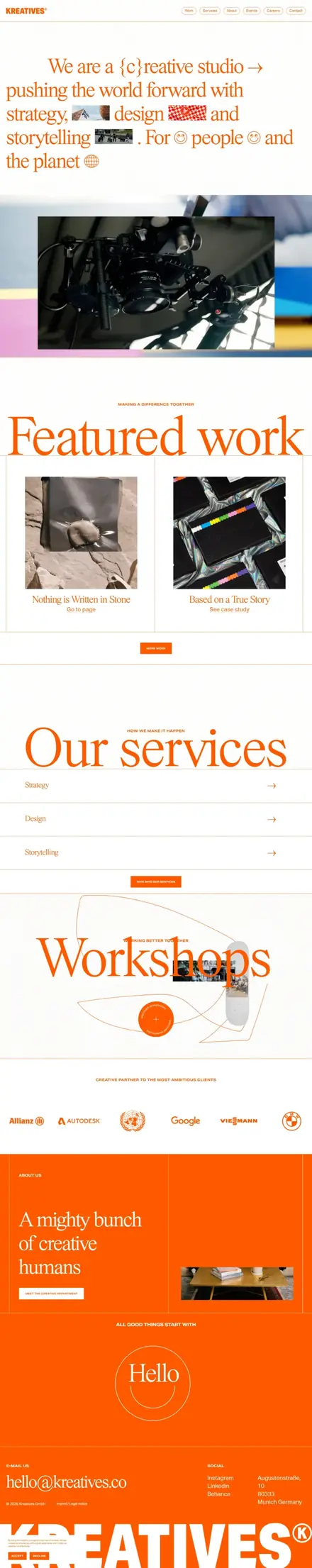 Kreatives website, landing pages