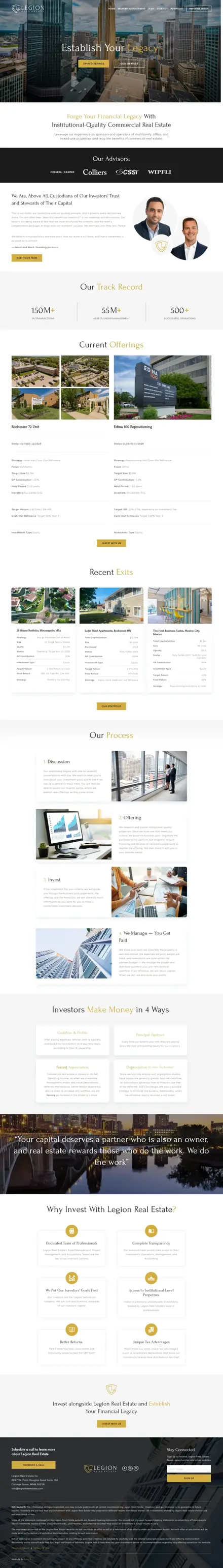 Legion Real Estate website, real estate