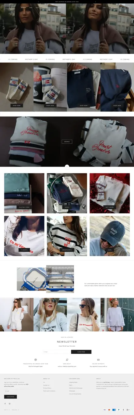 Rust & May website, ecommerce websites
