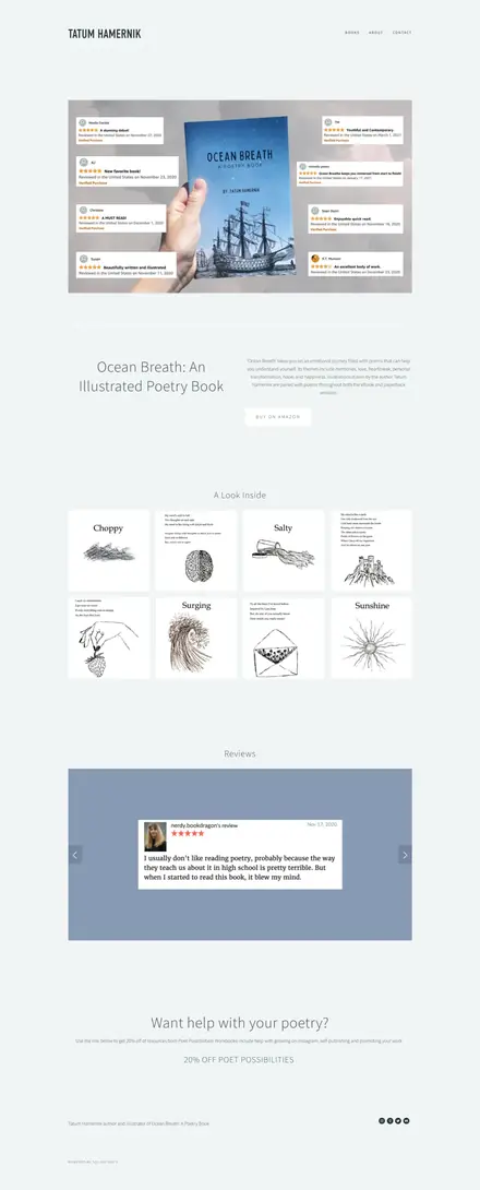 Tatum Hamernik website, landing pages