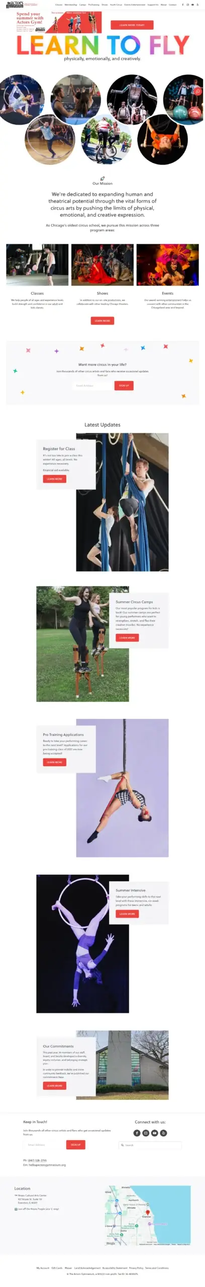 The Actors Gymnasium website, services