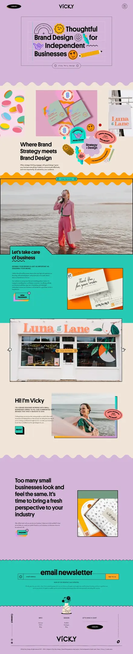 Vicky Perry Design website, landing pages
