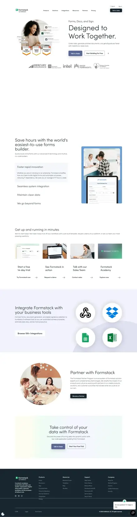 Formstack website, saas