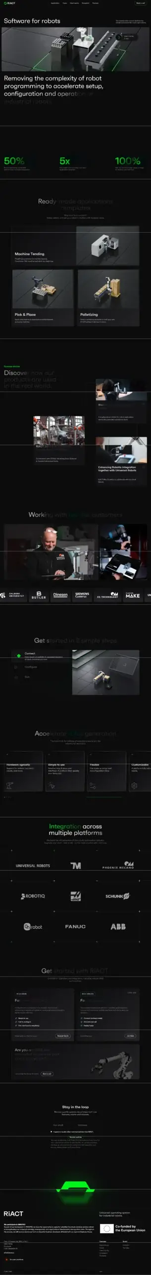 RiACT website, landing pages