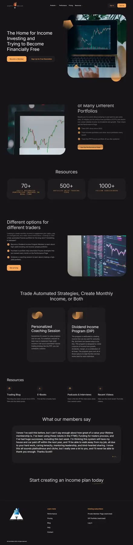 Scott Welsh Strategies website, membership