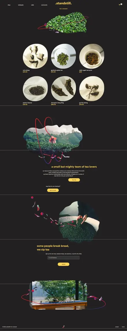 Standstill Tea website, ecommerce websites
