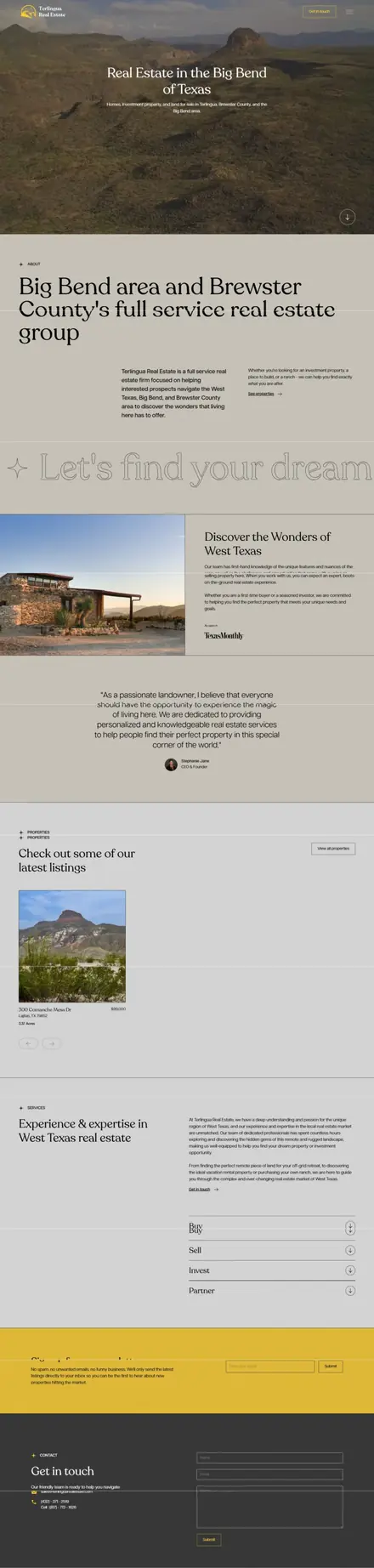 Terlingua Real Estate website, businesses and consultants