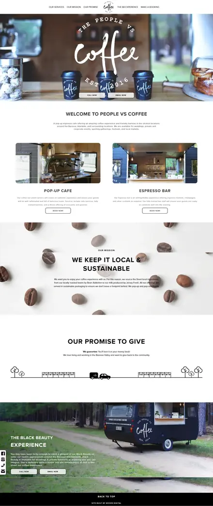 The People vs Coffee website, businesses and consultants