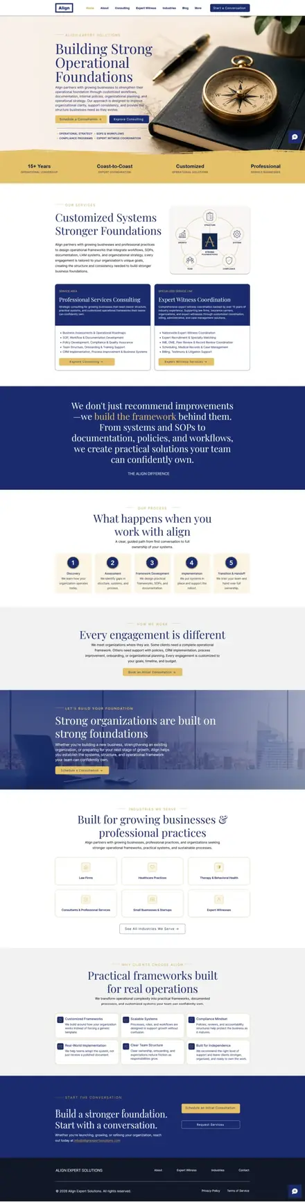 Align Expert Solutions website, businesses and consultants