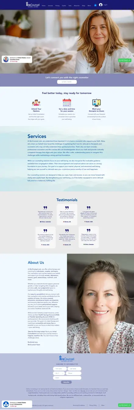 BroCounsel website, healthcare websites