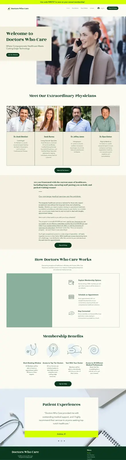 Doctors Who Care website, healthcare websites