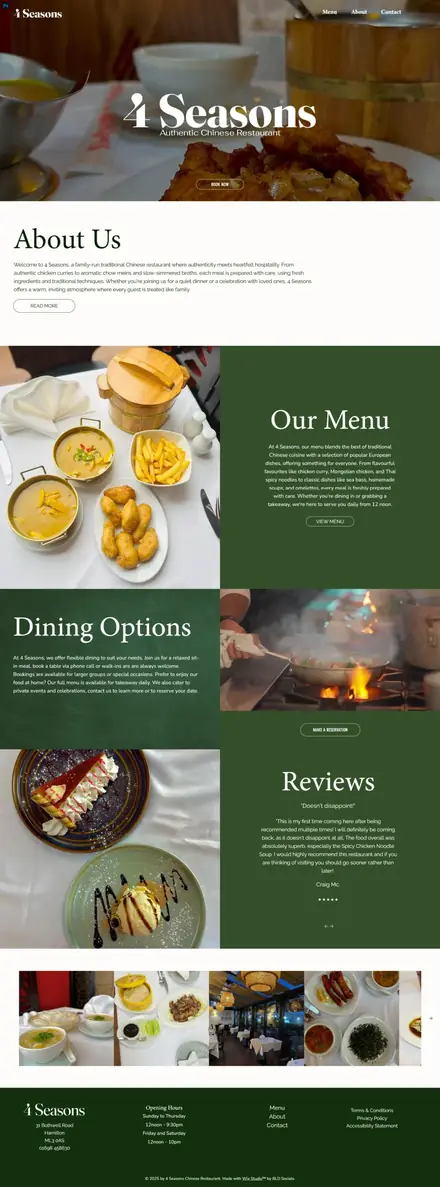 Four Seasons Hamilton website, restaurant websites