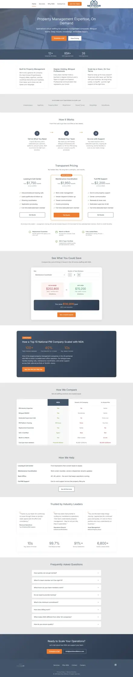 Next Door Alliance website, real estate