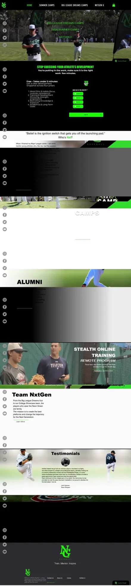 NxtGen Baseball website, ecommerce websites