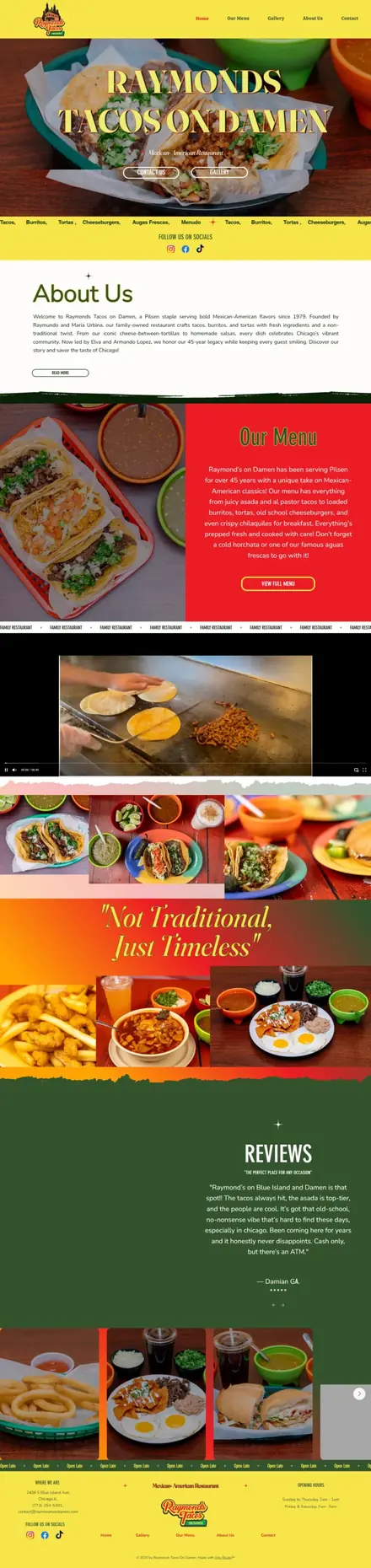 Raymonds on Damen website, restaurant websites
