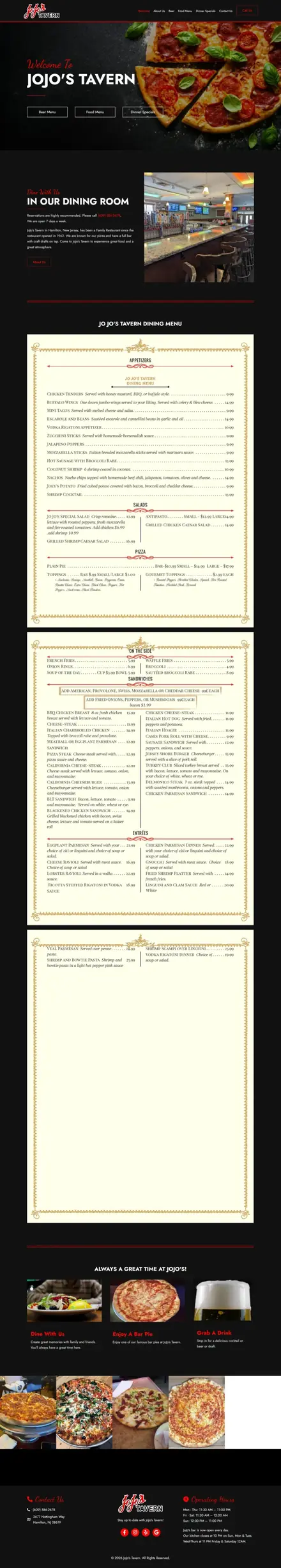 Azura Coastal Kitchen website, restaurant websites