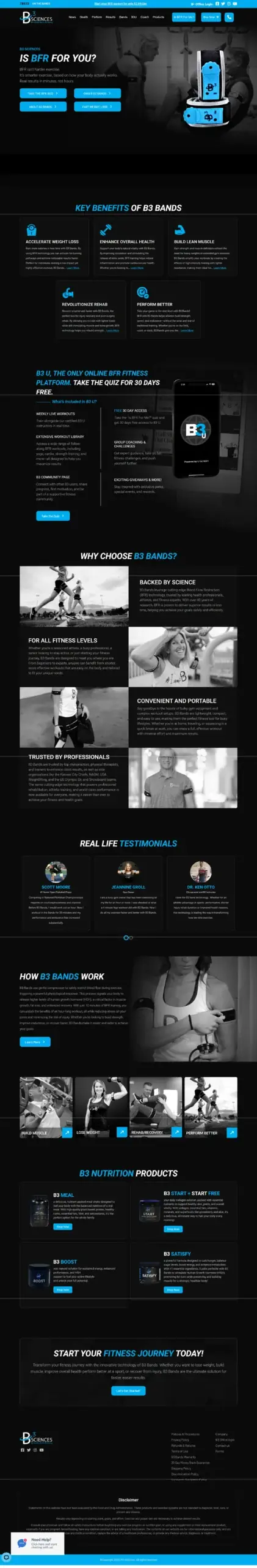 B3 Sciences website, healthcare websites
