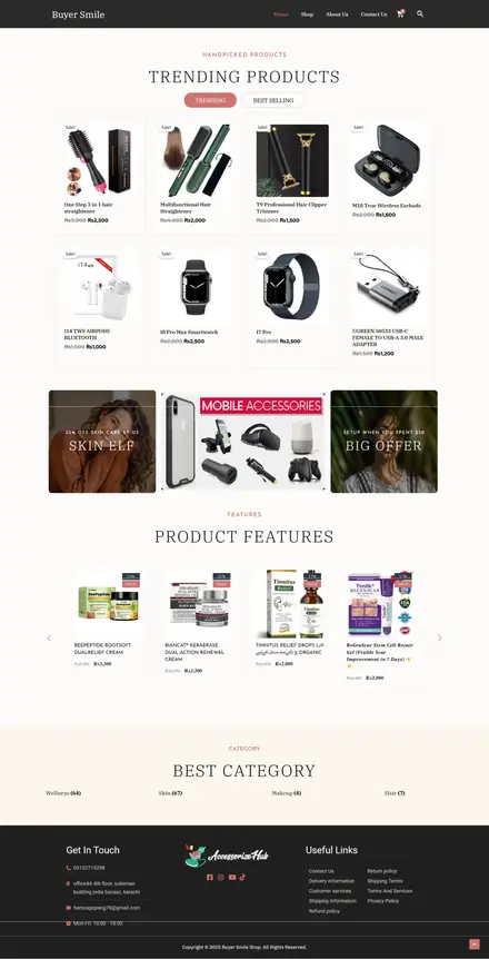 Buyer Smile website, ecommerce websites