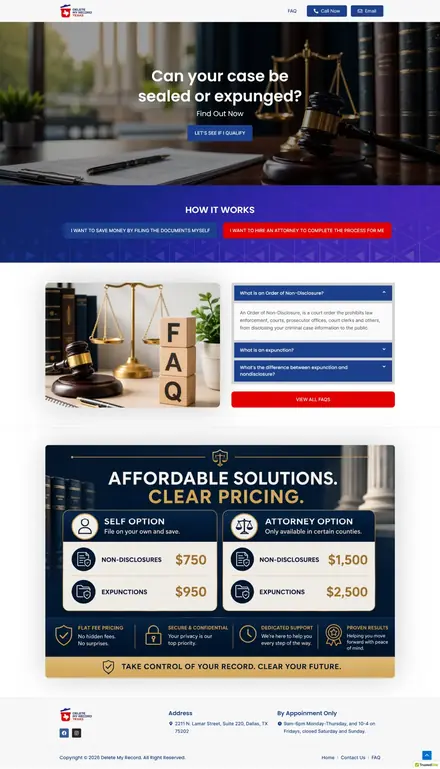 Delete My Record website, businesses and consultants