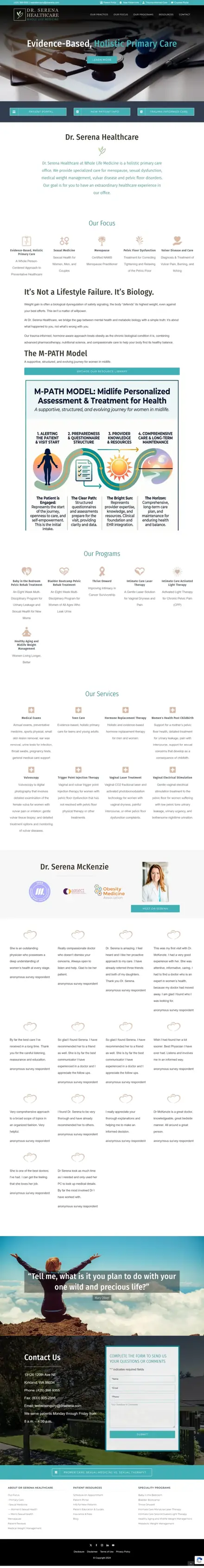 Dr. Serena website, healthcare websites