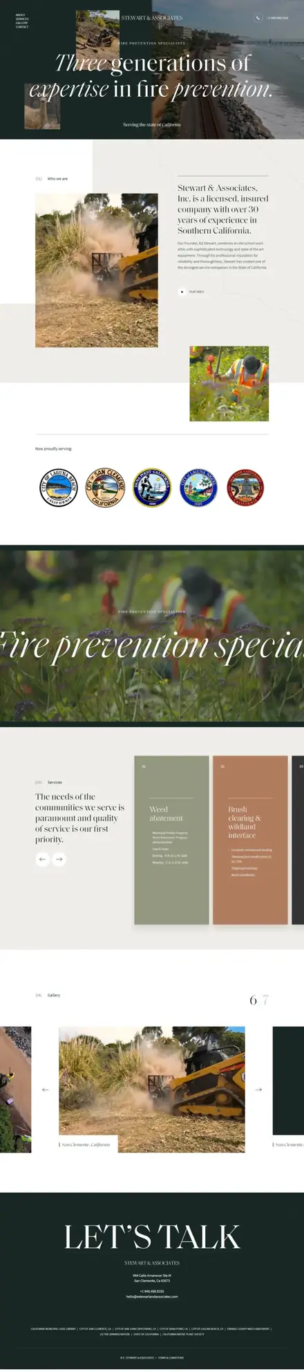 E. Stewart & Associates website, landing pages