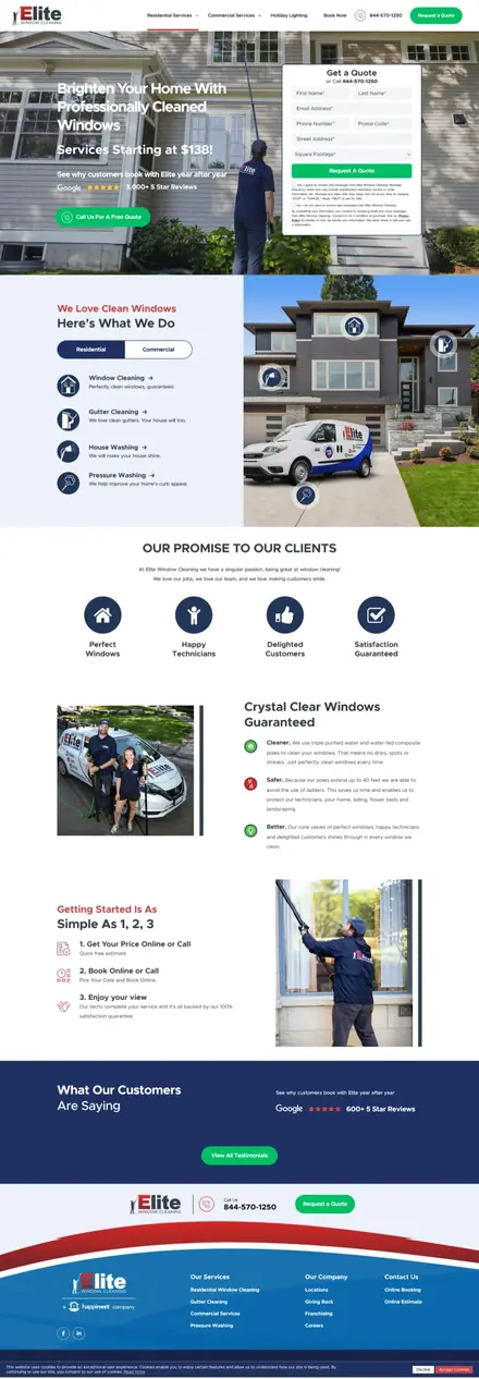 Elite Window Cleaning website, businesses and consultants