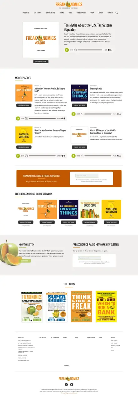 Freakonomics website, podcast websites