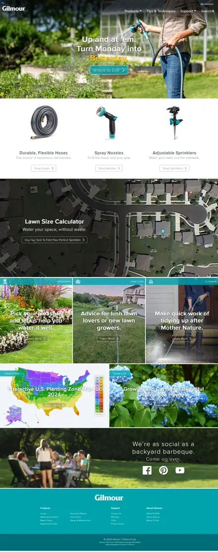 Gilmour website, ecommerce websites