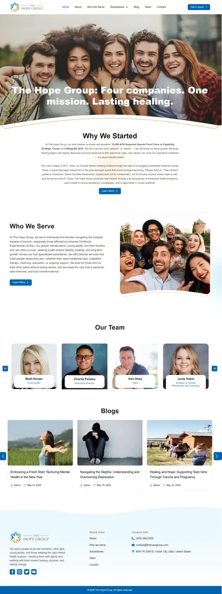 Hope Group Health website, healthcare websites