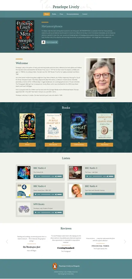 Penelope Lively website, ebooks websites