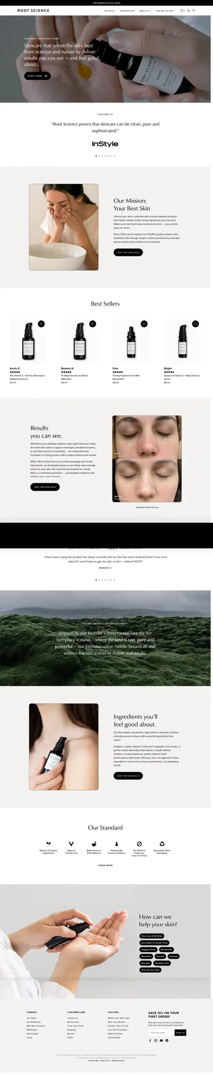 Root Science website, ecommerce websites