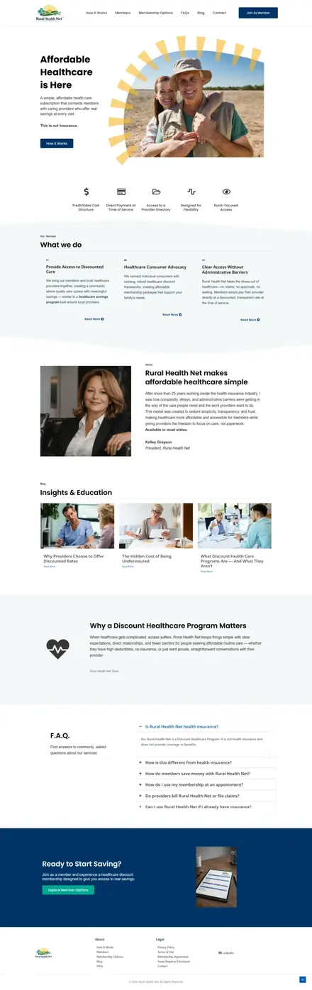 Rural Health Net website, healthcare websites